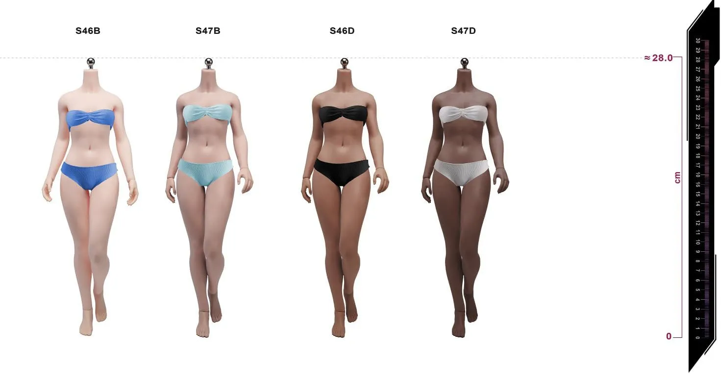 1/6 Scale Female Seamless Body,12inch TBLeague Small Bust Super Flexible Action Figure Doll Collection (Brown Skin-Detachable Feet-No Head S46D)