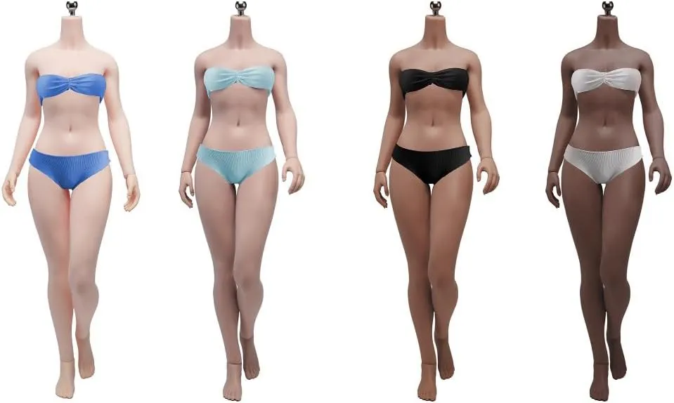 1/6 Scale Female Seamless Body,12inch TBLeague Small Bust Super Flexible Action Figure Doll Collection (Brown Skin-Detachable Feet-No Head S46D)