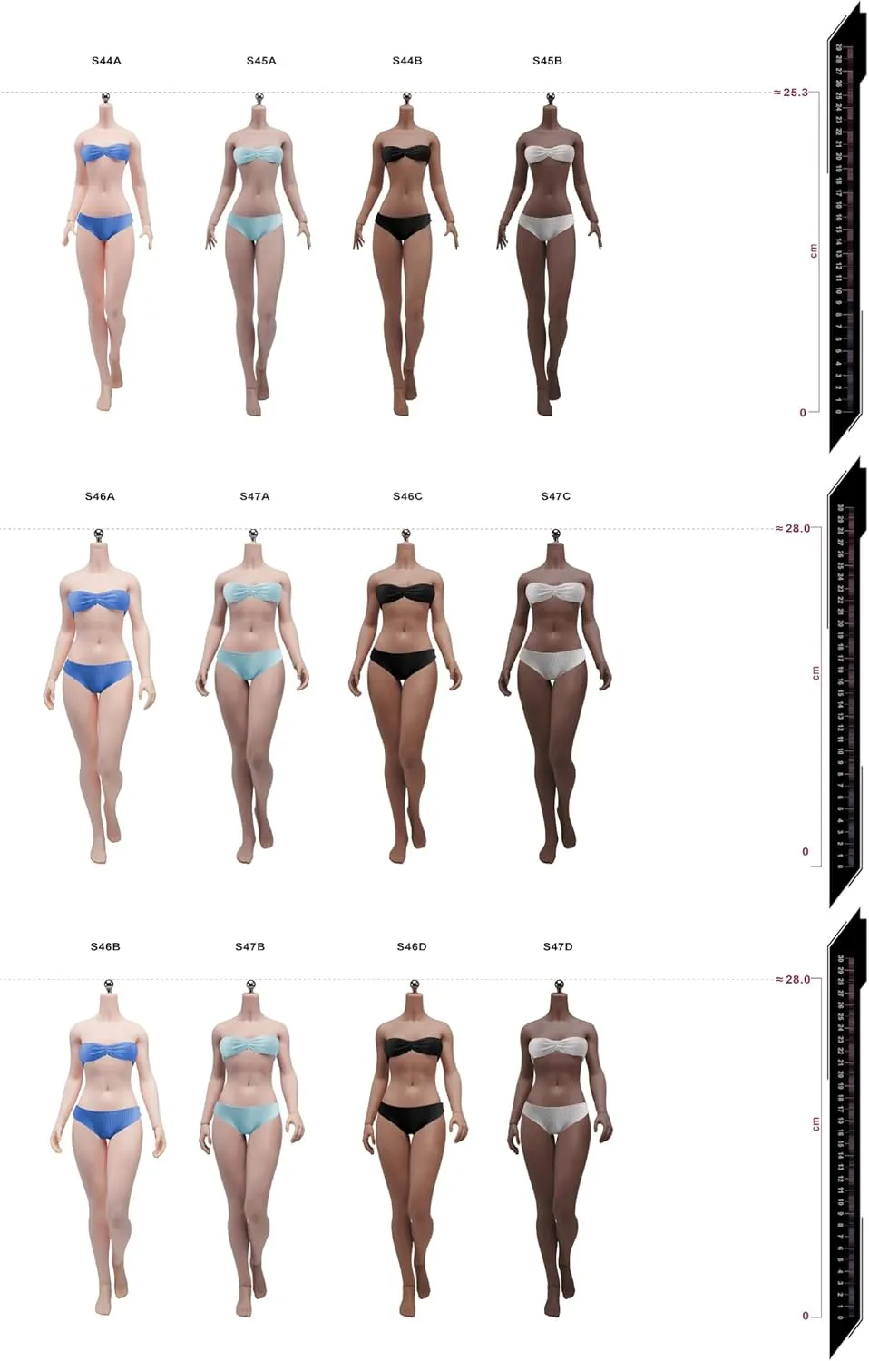 1/6 Scale Female Seamless Body,12inch TBLeague Small Bust Super Flexible Action Figure Doll Collection (Brown Skin-Detachable Feet-No Head S46D)