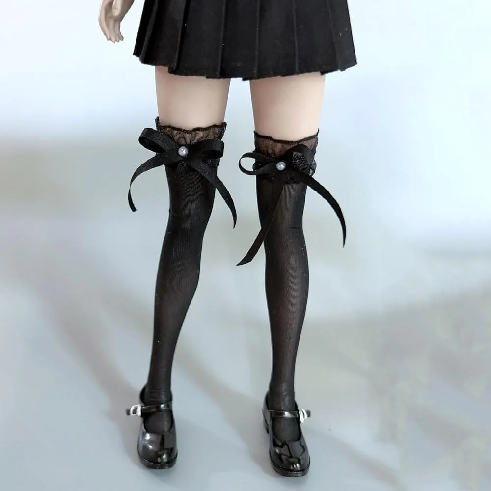 1/6 Scale Female Soldier Figure Doll Socks Long Stockings for 12" Movable Doll Action Figure Accessories Doll(Black)