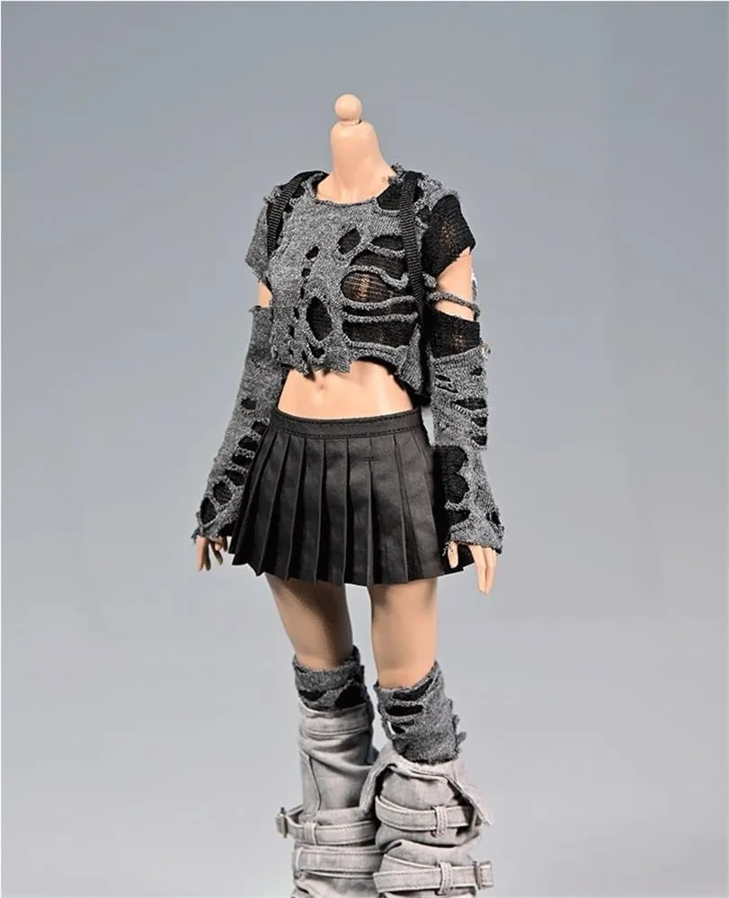 1/6 Scale Female Soldier Model Figure Doll Clothes Long Sleeved Round Neck T-Shirt for 12 Inch Movable Doll Action Figure Accessories Doll(Black)