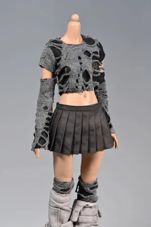 1/6 Scale Female Soldier Model Figure Doll Clothes Long Sleeved Round Neck T-Shirt for 12 Inch Movable Doll Action Figure Accessories Doll(Black)
