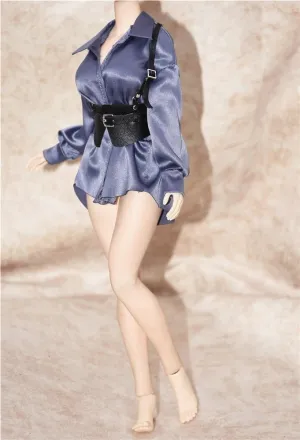1/6 Scale Female Soldier Model Figure Doll Clothes Long Sleeved Shirt Leather Belt Accessories for 12 Inch Movable Doll Action Figure Miniatures Doll(Blue)