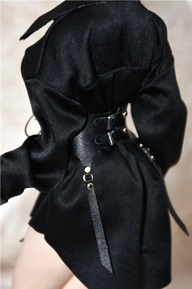 1/6 Scale Female Soldier Model Figure Doll Clothes Long Sleeved Shirt Leather Lace Up Belt Accessories for 12 Inch Movable Doll Action Figure Miniatures Doll(Black)