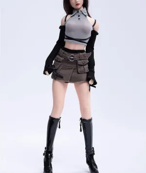 1/6 Scale Female Soldier Model Figure Doll Clothes Long Sleeved Shirt Skirt Underwear Long Boots for 12 Inch Movable Doll Action Figure Accessories Doll