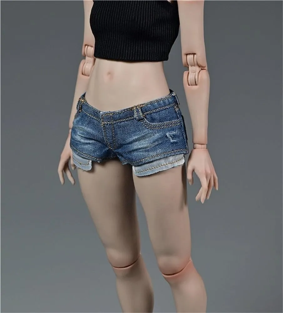 1/6 Scale Female Soldier Model Figure Doll Clothes Mid Waist Denim Shorts Casual Jeans Shorts for 12 Inch Movable Doll Action Figure Accessories Doll