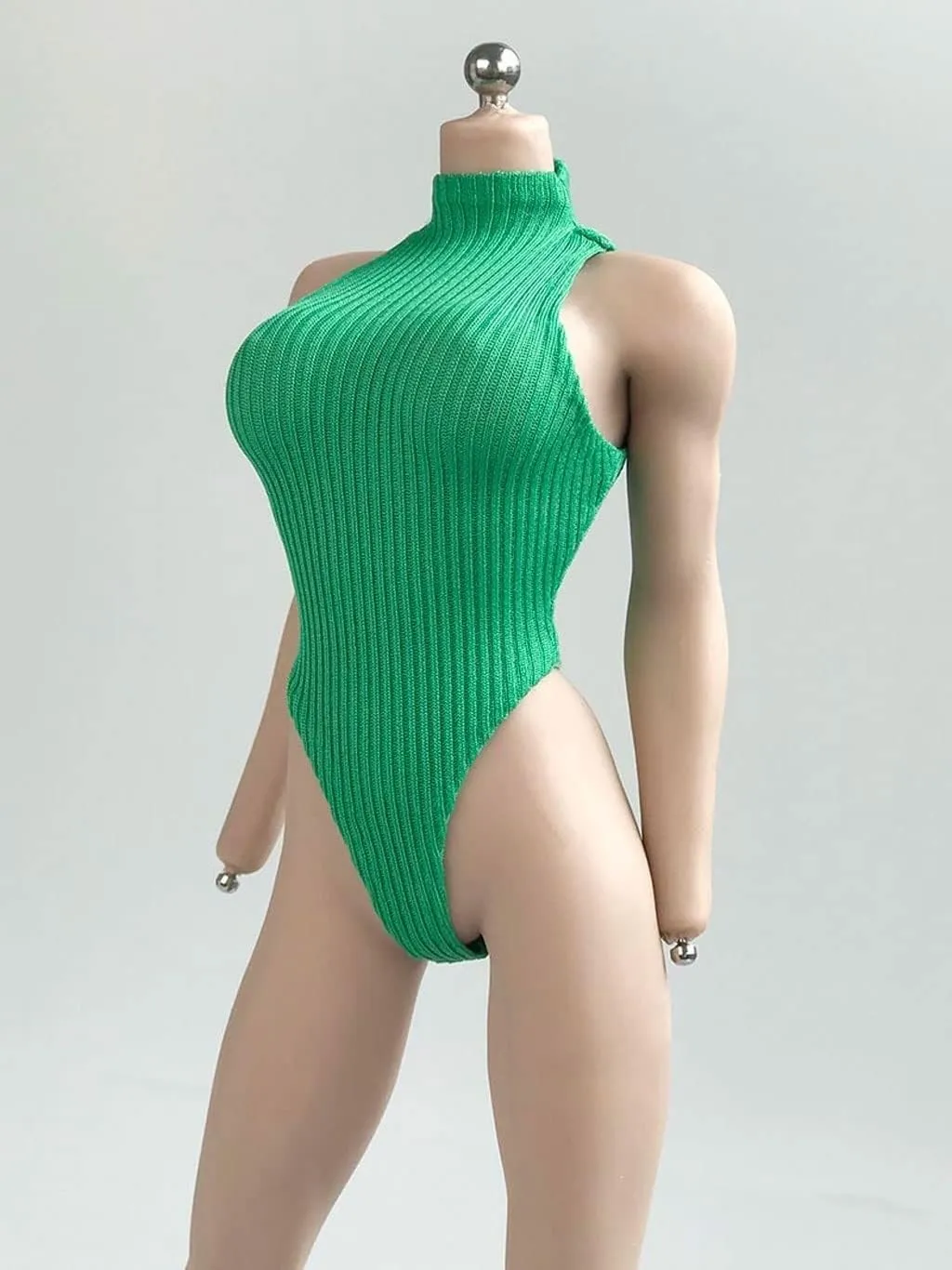 1/6 Scale Female Soldier Model Figure Doll Clothes Sleeveless Knitted Jumpsuit for 12 Inch Movable Doll Action Figure Accessories Doll(Green)