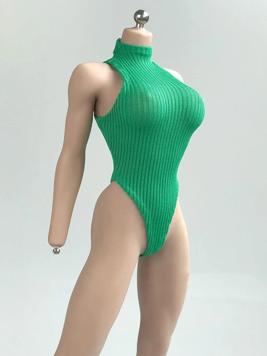1/6 Scale Female Soldier Model Figure Doll Clothes Sleeveless Knitted Jumpsuit for 12 Inch Movable Doll Action Figure Accessories Doll(Green)