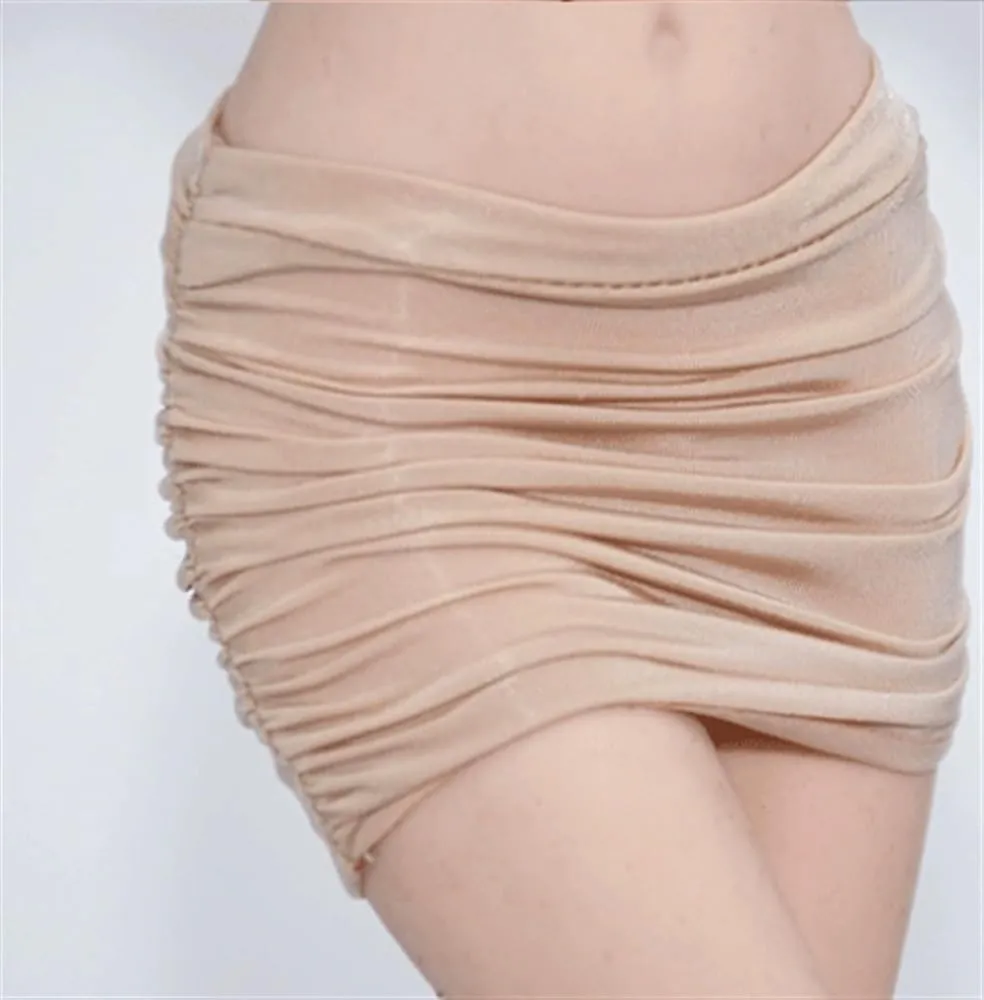 1/6 Scale Female Soldier Model Figure Doll Clothes Tight Fitting Pleated Skirts for 12 Inch Movable Doll Action Figure Accessories Doll(Beige)