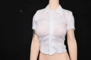 1/6 Scale Female Soldier Model Figure Doll Clothing White Short Sleeved Shirt for 12 Inch Movable Doll Action Figure Miniatures Accessories Doll