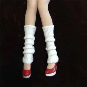 1/6 Scale Female Soldier Model Figure Doll Leg Warmers Knitted Long Socks for 12 inch Action Figure Doll Socks Doll(White)