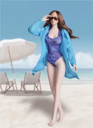 1/6 Scale Female Soldier Model Figure Doll Short Sleeveless Vest Jumpsuit Swimsuit Jacket Clothes for 12 Inch Action Figure Doll Clothes Doll(Blue)