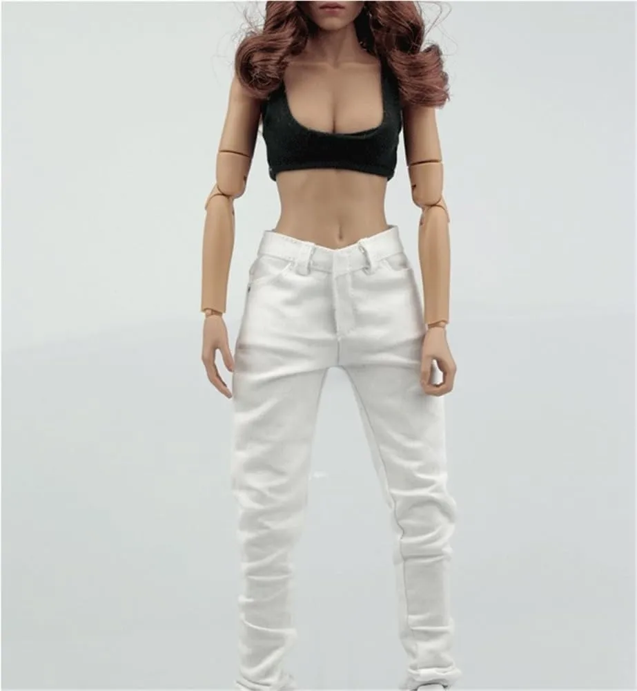 1/6 Scale Female Soldier Model Figure Doll Short Vest White Jeans Clothes for 12 Inch Action Figure Doll Clothes Doll
