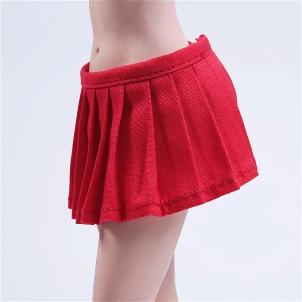 1/6 Scale Female Soldier Model Figure Doll Solid Pleated Skirt Clothes for 12 inch Action Figure Doll Clothes Doll(Red)