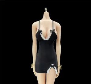 1/6 Scale Female Soldier Model Figure Doll Strap Tight Dresses Clothes for 12 inch Action Figure Doll Clothes Doll(Black)