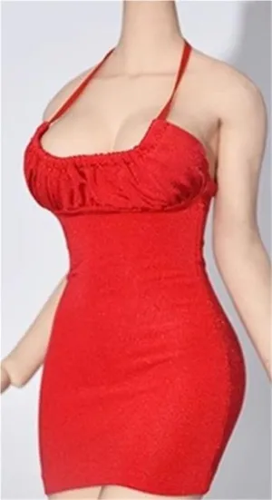 1/6 Scale Female Soldier Model Figure Doll Strap Tight Dresses Clothes for 12 inch Action Figure Doll Clothes Doll(Red)