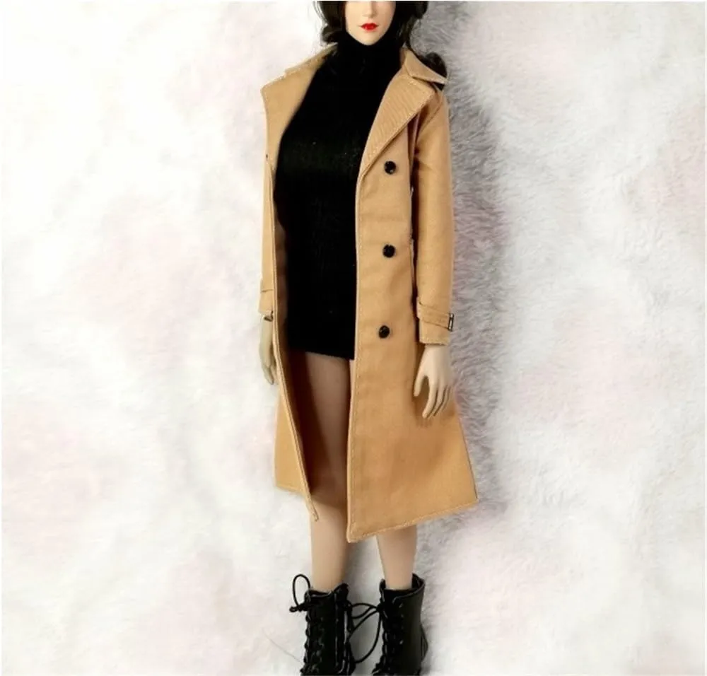 1/6 Scale Female,Figure Doll Clothes Casual Coat Long Jacket Overcoat Costume for 12" Soldier Action Figure Doll(Brown)