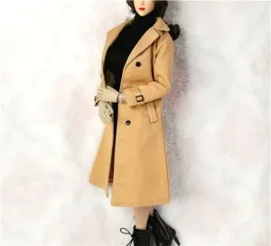 1/6 Scale Female,Figure Doll Clothes Casual Coat Long Jacket Overcoat Costume for 12" Soldier Action Figure Doll(Brown)