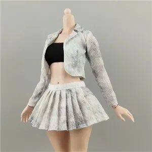 1/6 Scale Female,Figure Doll Clothes Coat Pleated Skirt Underwear Costume for 12" Female Soldier Action Figure Doll(White)