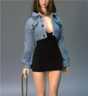 1/6 Scale Female,Figure Doll Clothes Denim Jacket Sleeveless Dress Costume for 12" Soldier Action Figure Doll
