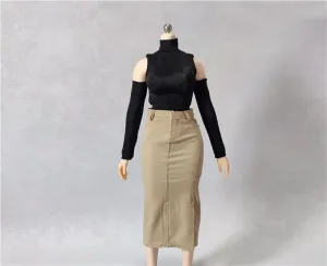 1/6 Scale Female,Figure Doll Clothes High Neck Shirt Denim Skirt for 12" Female Soldier Action Figure Doll