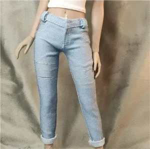 1/6 Scale Female,Figure Doll Clothes High Waisted Straight Leg Jeans Costume for 12" Soldier Action Figure Doll(Blue)