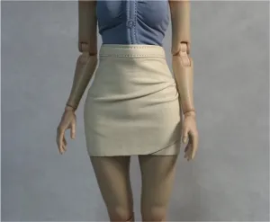1/6 Scale Female,Figure Doll Clothes Leather Skirt High Waisted Skirts for 12" Female Soldier Action Figure Doll(White)