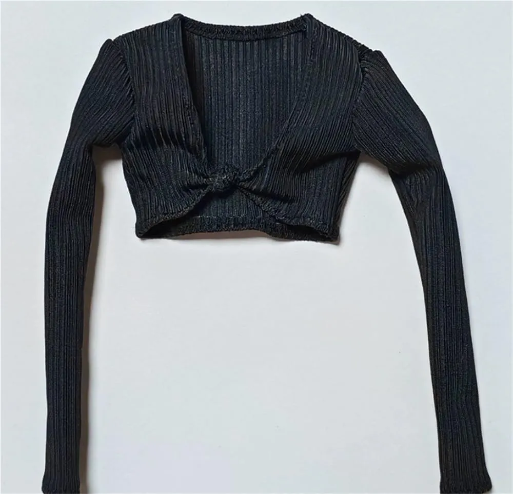 1/6 Scale Female,Figure Doll Clothes Long Sleeved V Neck Sweater Costume for 12" Female Soldier Action Figure Doll(Black)