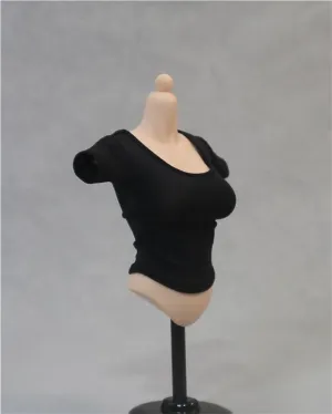 1/6 Scale Female,Figure Doll Clothes Round Neck Short Sleeve T Shirt for 12" Female Soldier Action Figure Doll(Black)