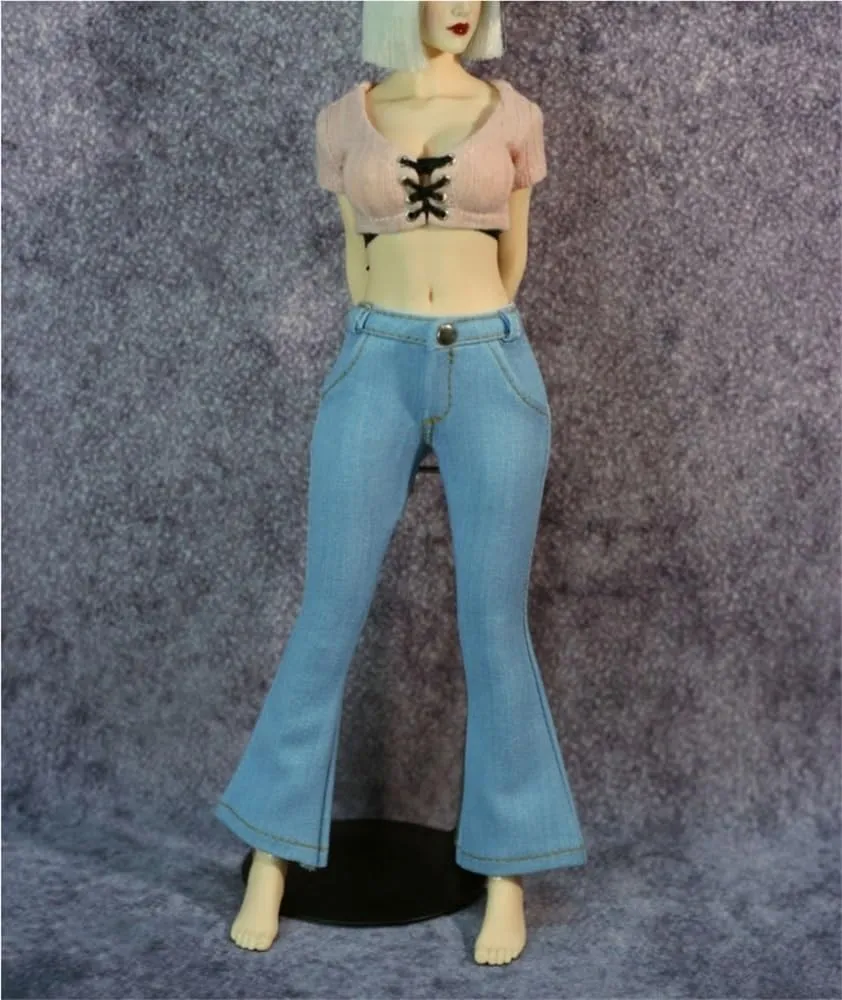 1/6 Scale Female,Figure Doll Clothes Shirt High Waist Denim Jeans Costume for 12" Soldier Action Figure Doll
