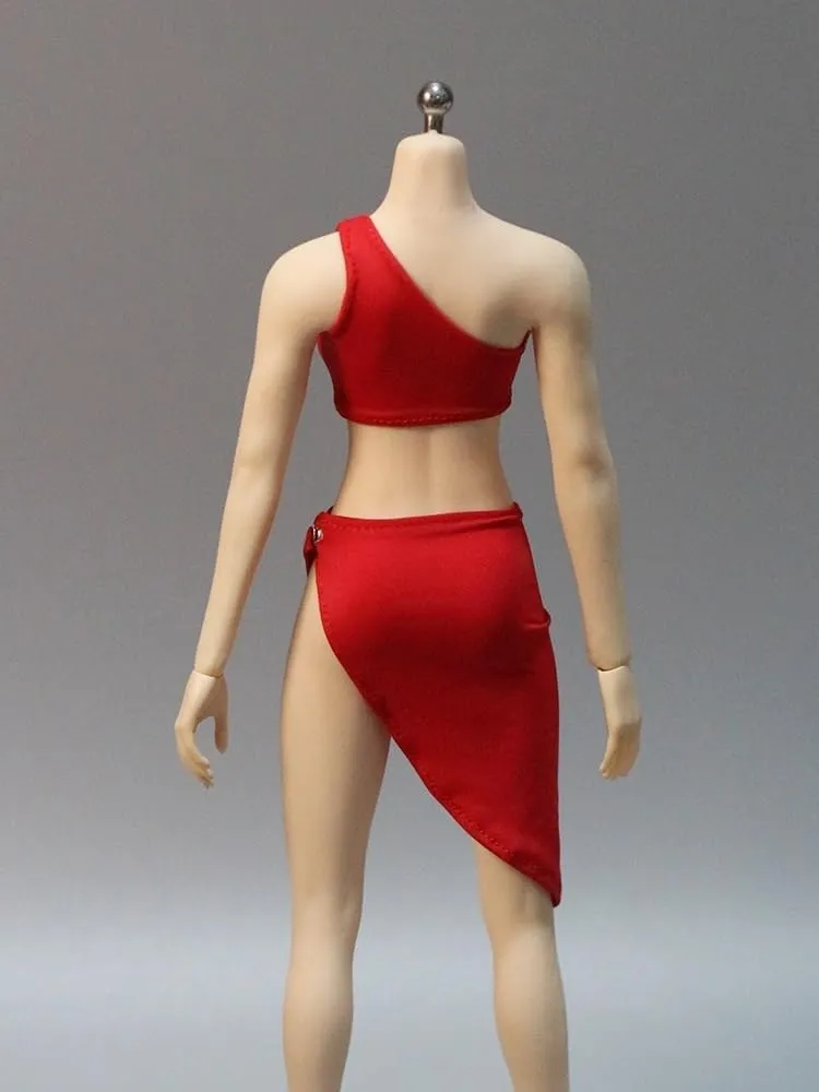 1/6 Scale Female,Figure Doll Clothes Shoulder Sleeveless Shirt Skirt Costume for 12" Soldier Action Figure Doll(Red)