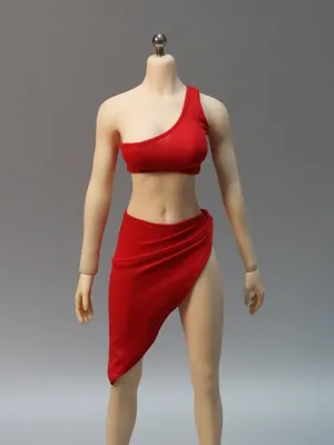 1/6 Scale Female,Figure Doll Clothes Shoulder Sleeveless Shirt Skirt Costume for 12" Soldier Action Figure Doll(Red)