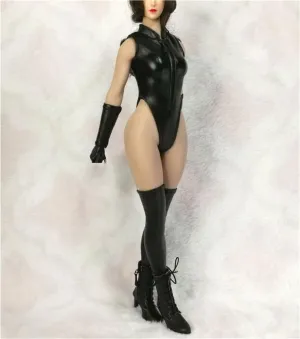 1/6 Scale Female,Figure Doll Clothes Sleeveless Leather Bodysuit Costume for 12" Soldier Action Figure Doll