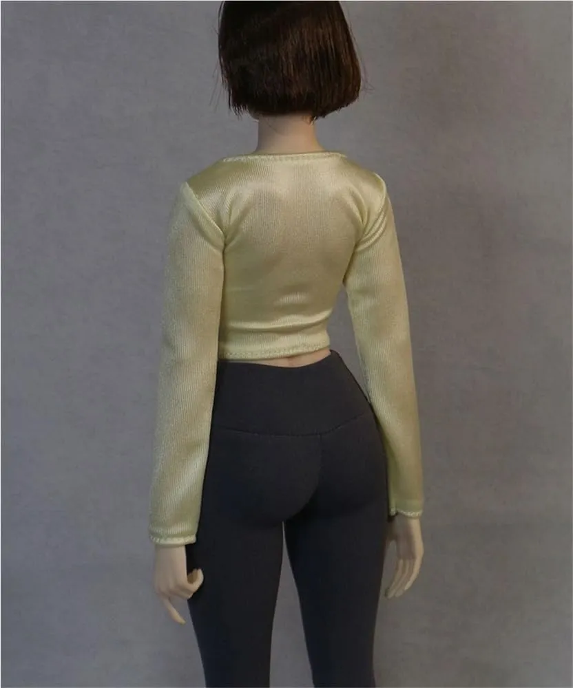 1/6 Scale Female,Figure Doll Clothes V Neck Long Sleeved Shirt Costume for 12" Female Soldier Action Figure Doll(Beige)
