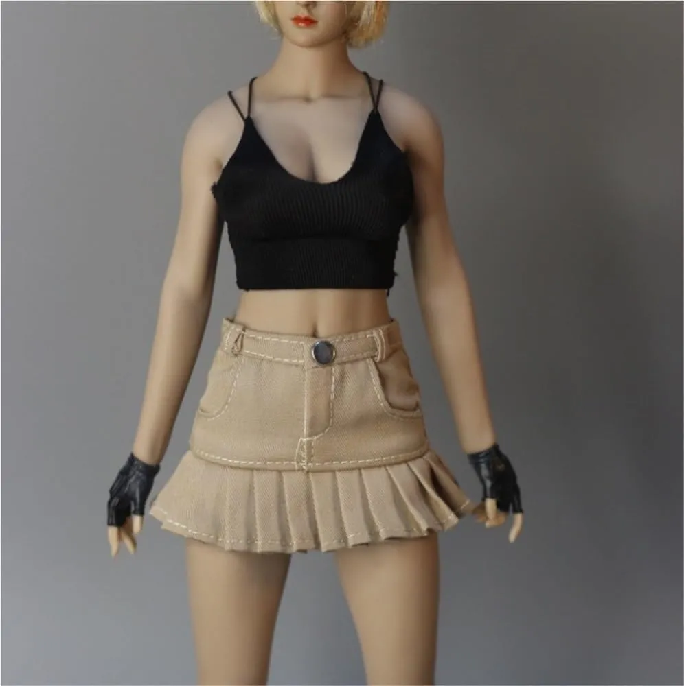 1/6 Scale Female,Figure Doll Clothes V Neck Vest Pleated Skirt Costume for 12" Soldier Action Figure Doll
