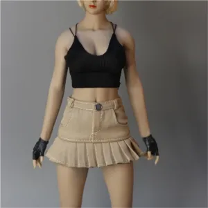 1/6 Scale Female,Figure Doll Clothes V Neck Vest Pleated Skirt Costume for 12" Soldier Action Figure Doll