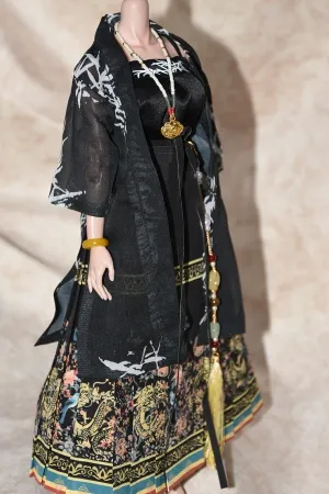 1/6 Scale Figure Doll Clothes, Ancient Chinese Hanfu Clothing Costume for 12 inch Female Action Figure Accessories Doll(Black)