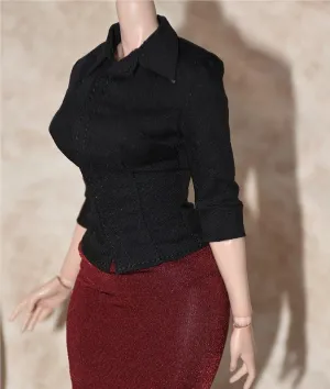 1/6 Scale Figure Doll Clothes, Mid Sleeved Black Shirt, Clothing Costume for 12 inch Female Action Figure Accessories Doll