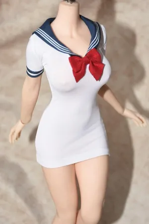 1/6 Scale Figure Doll Clothes, Short Sleeve Uniform Dress with Socks, Clothing Costume for 12 inch Female Action Figure Accessories Doll
