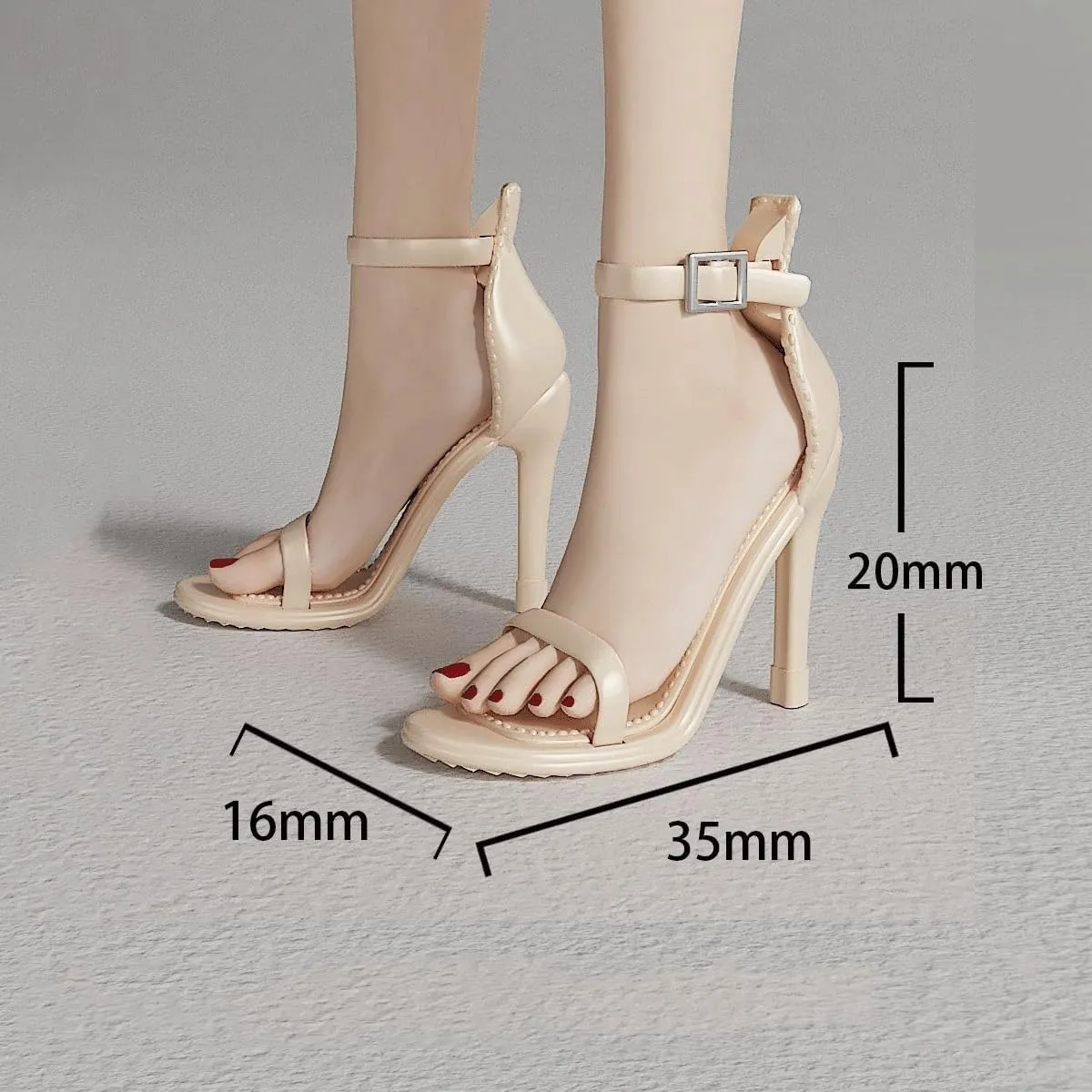 1/6 Scale Figure Shoes High Heel for 12 inch Female Action Figure Toy, Doll Miniatures Accessories Doll(Beige)