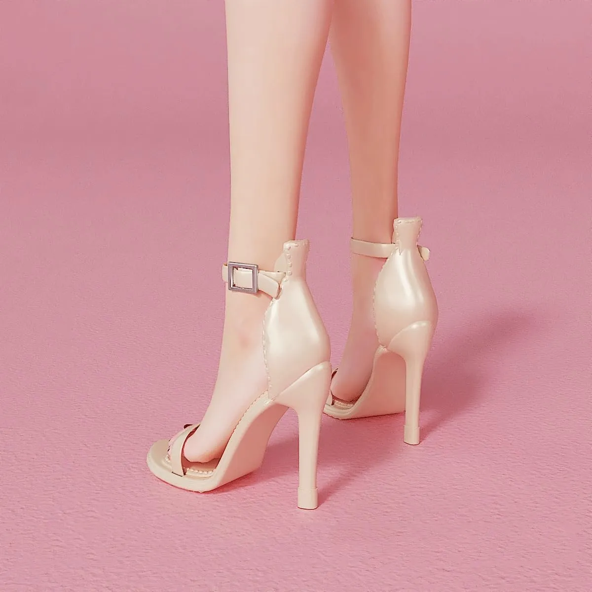 1/6 Scale Figure Shoes High Heel for 12 inch Female Action Figure Toy, Doll Miniatures Accessories Doll(Beige)