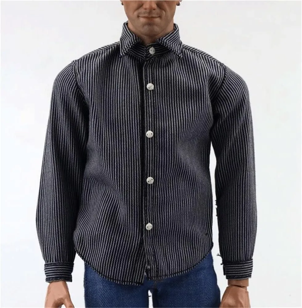 1/6 Scale Male Figure Clothes, Male Long Sleeved Striped Shirt for 12 inch Action Figure Body Doll