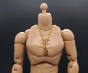 1/6 Scale Male Soldier Model Figure Doll Stainless Steel Gold Pendant Necklace for 12 Inch Movable Action Figure Doll Toy Miniatures Accessories Doll