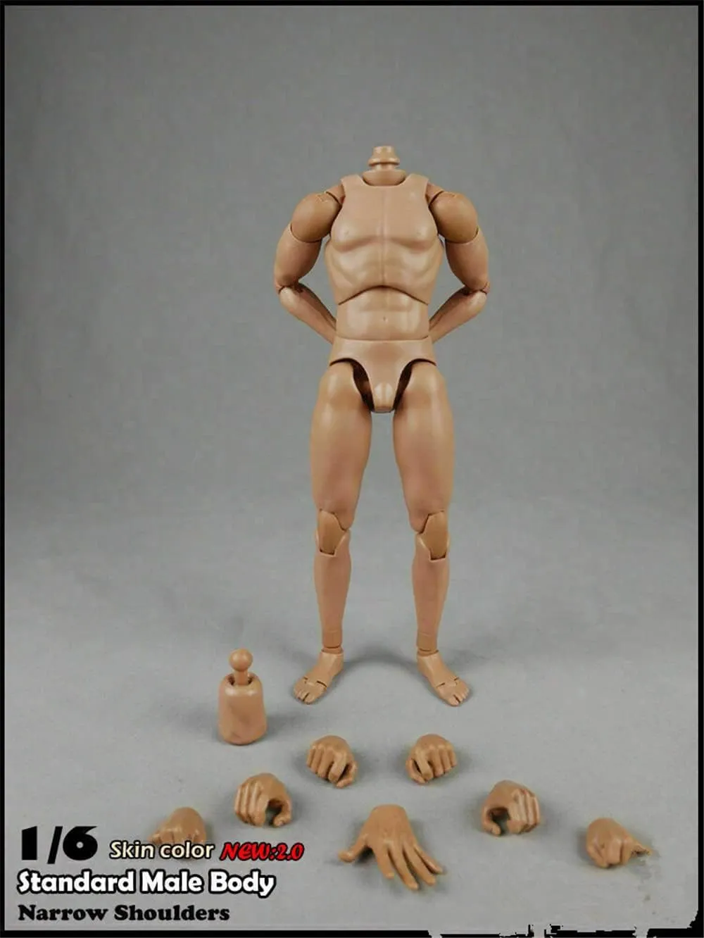 1/6 Scale Narrow Shoulder Male Action Figure Body, 12 Inch Flexible Toy (001 Narrow Shoulders Standard)