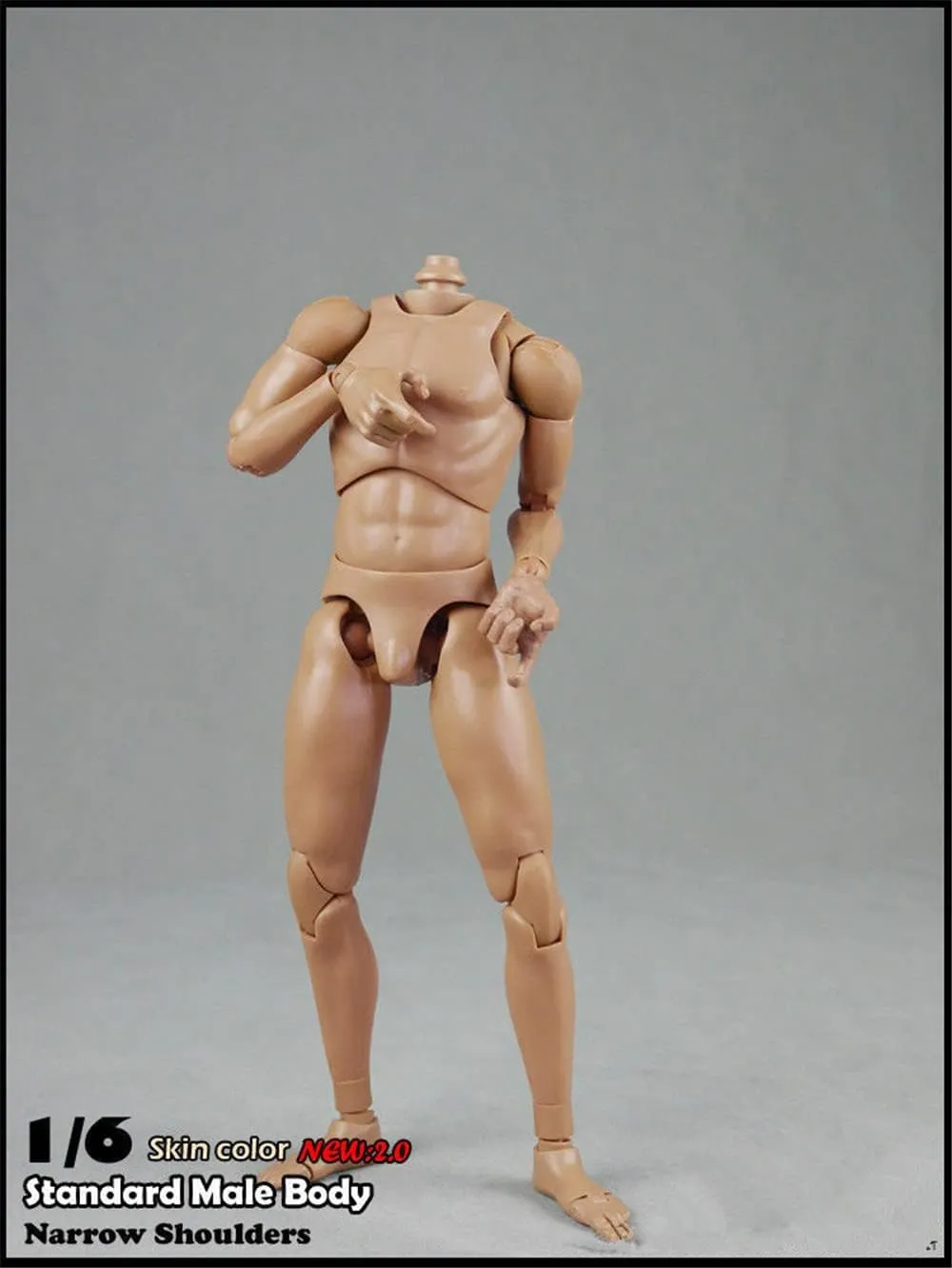 1/6 Scale Narrow Shoulder Male Action Figure Body, 12 Inch Flexible Toy (001 Narrow Shoulders Standard)