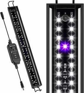 16-INCH LED UVB Light for Reptiles, LED Reptile Light Fixture Controller with Dimming and 4 UVI Modes, 14W Aluminum UVA UVB Lamp for Turtles, Snakes, and Bearded Dragons, 6500K