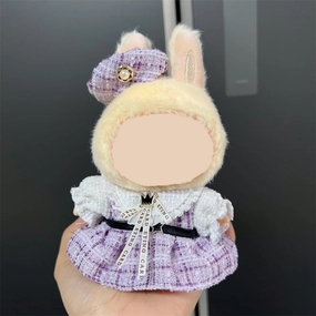 17cm Doll Clothes for LA-BUBU Doll, Delicate Little Purple hat Dress Set, High-End Doll Accessories, High Fashion Clothes for Playing and Performing(NO Doll)