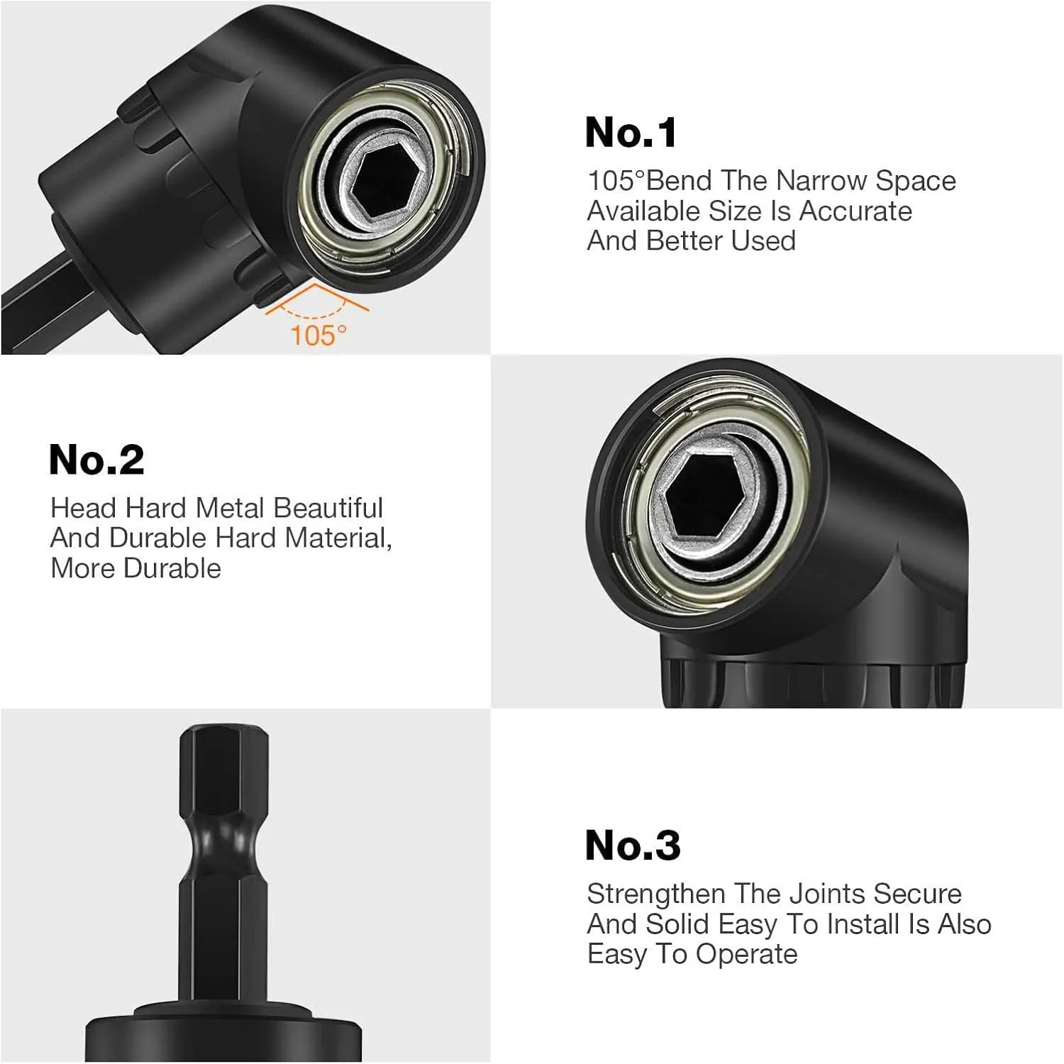 17Pcs Flexible Drill Bit Extension, Include 3Pcs Rotatable Socket Adapter 2Pcs Hex Shank 105° Right Angle Drill Attachment 10 Short Screwdriver Bits 90° Angled Bits and Bendable Extension