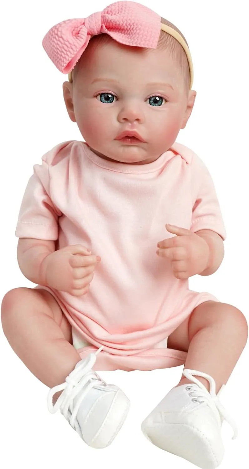 17" Realistic and Cute Reborn Baby Girl Beall Opened Her Eyes, Handmade Lifelike Reborn Doll, Advanced Painted Vinyl Gift Set for Kids Age 3 