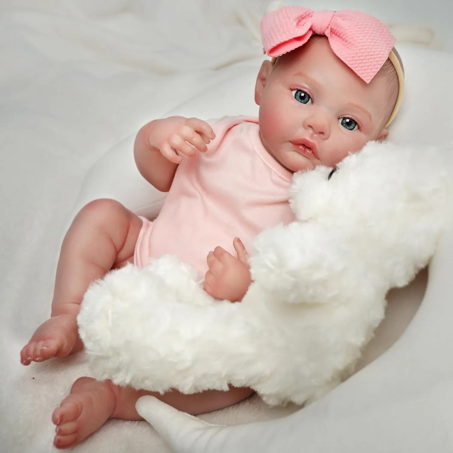 17" Realistic and Cute Reborn Baby Girl Beall Opened Her Eyes, Handmade Lifelike Reborn Doll, Advanced Painted Vinyl Gift Set for Kids Age 3 